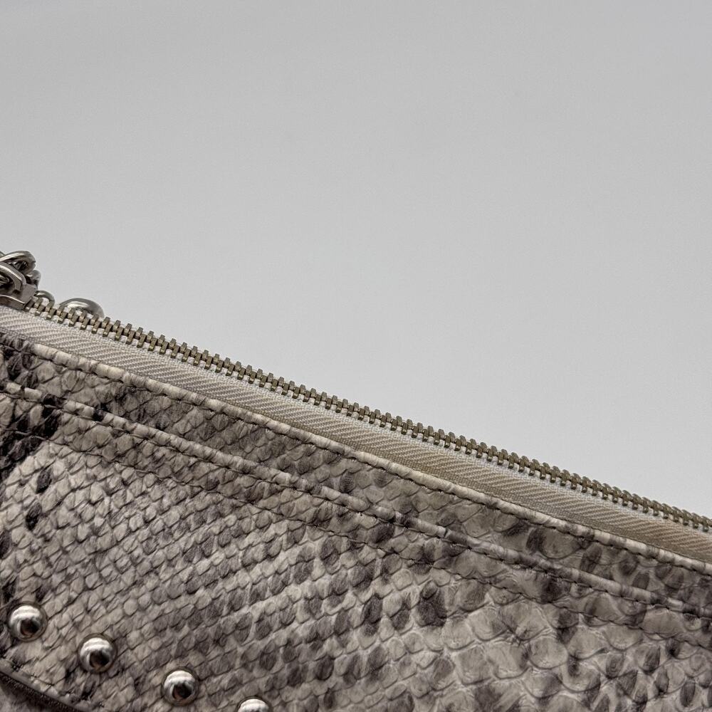 Kathy Van Zeeland Y2K Shoulder Clutch Bag Snakeskin Studded Chain Heart Charms - Picture 13 of 16
